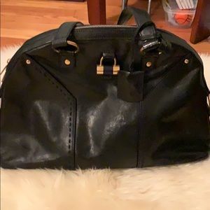 Black leather YSL muse bag with gold-tone hardware